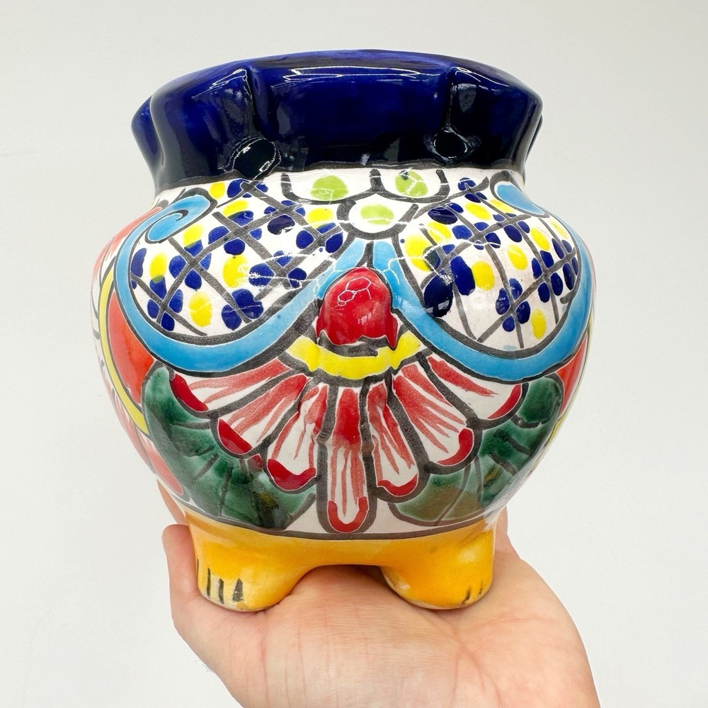 Talavera Decorative Elephant Planter Pot Mexican Pottery Folk Art Home Decor 10" - Picture 3 of 8